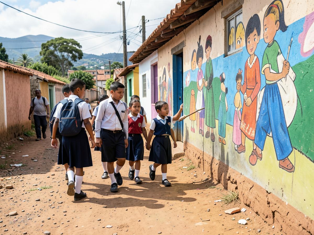 Pupils leaving a public school in Zaragoza