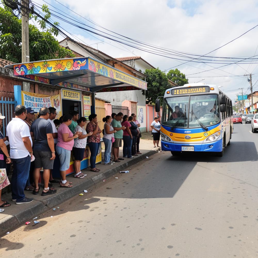 Residents waiting at a local bus stop