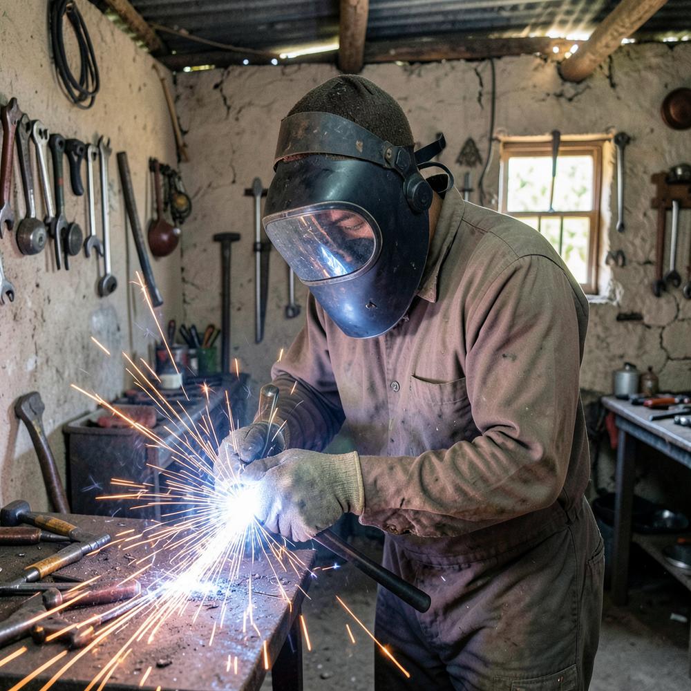 Welder at work in a local workshop